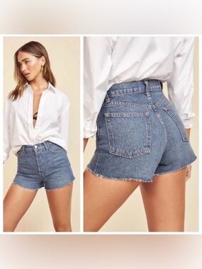 Reformation NWT Charlie Colorado Blue Denim High Rise Cut Off Jean Shorts 25